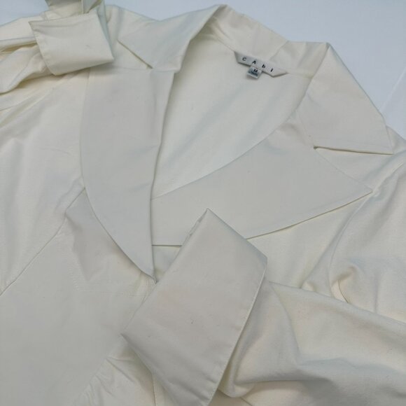CAbi Women's Ruched Sides French Cuffs Lapeled Pullover Top, Size Medium,‎ White - Picture 1 of 12